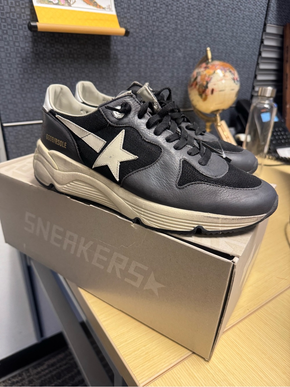 Golden Goose Men's Black Leather & Cream Star Runner Sneakers